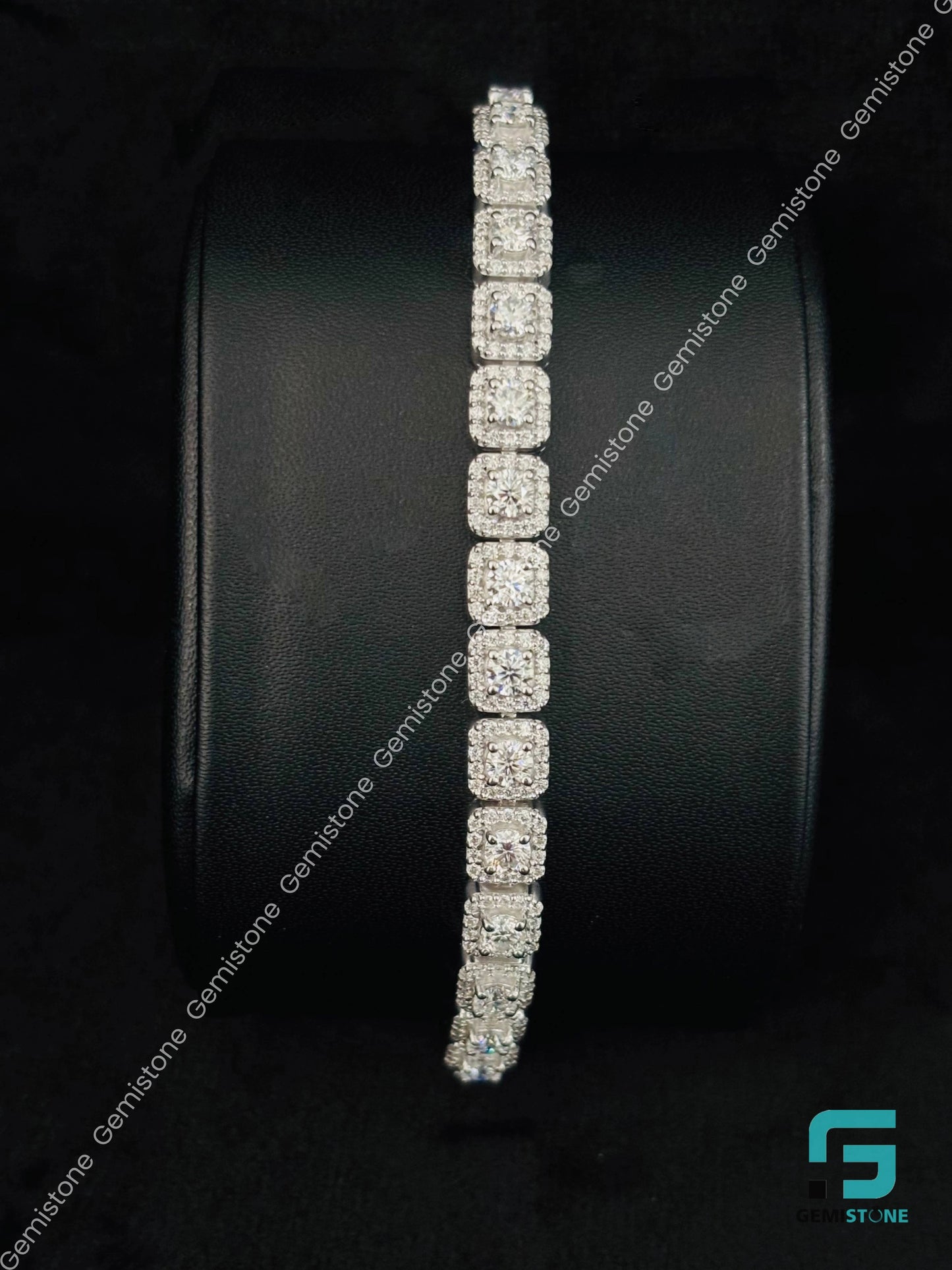 Moissanite Halo Bust Down Hip Hop Bracelet