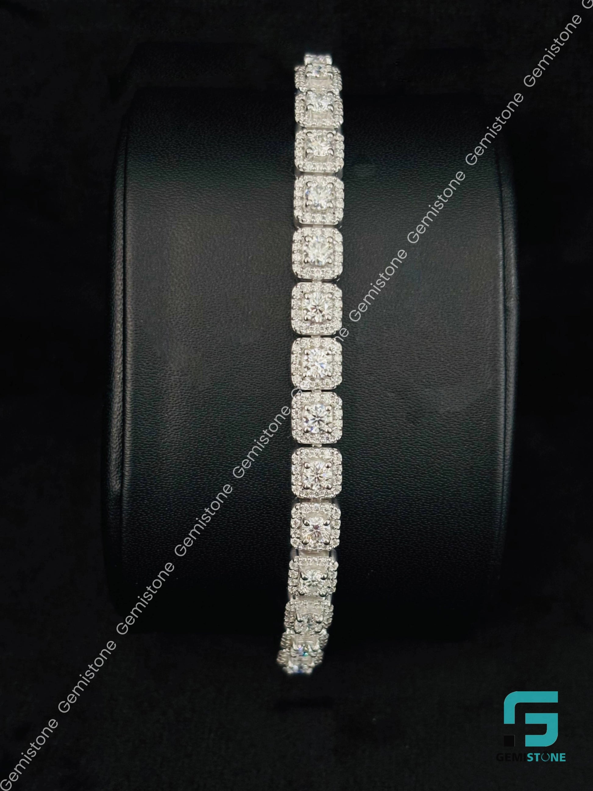 Moissanite Halo Bust Down Hip Hop Bracelet