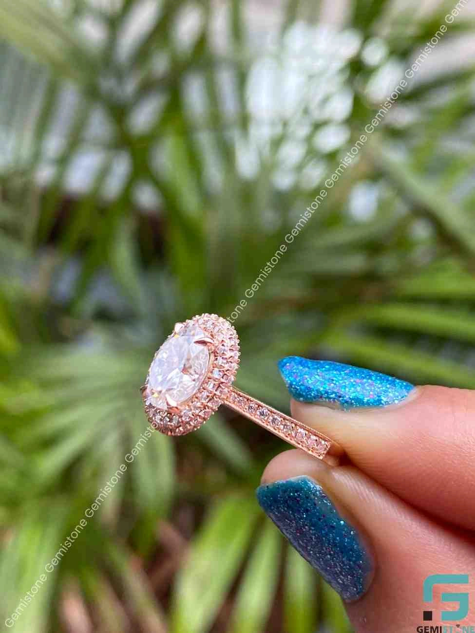 Moissanite Halo Engagement Ring