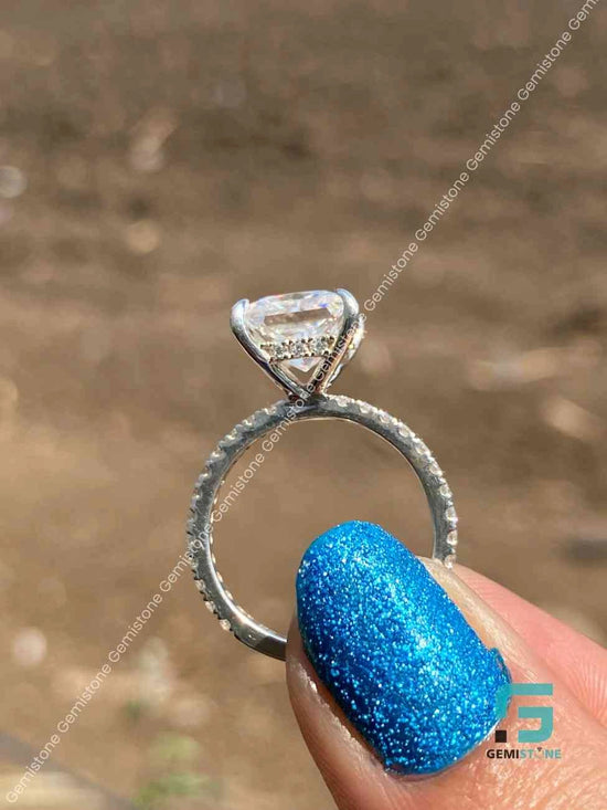 Moissanite Hidden Halo Solitaire Ring