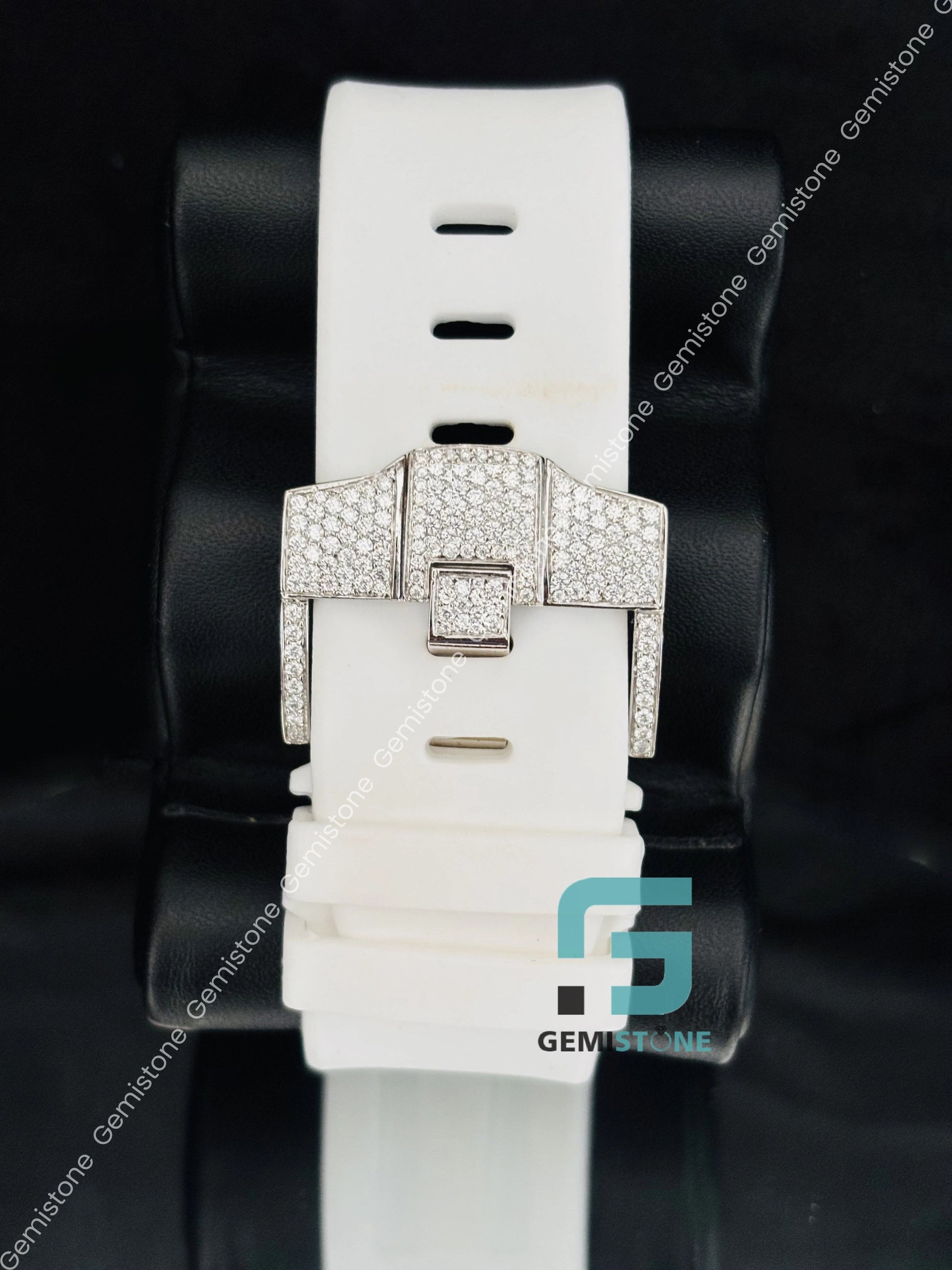 Moissanite Hip Hop Bust Down Silicon Belt Watch