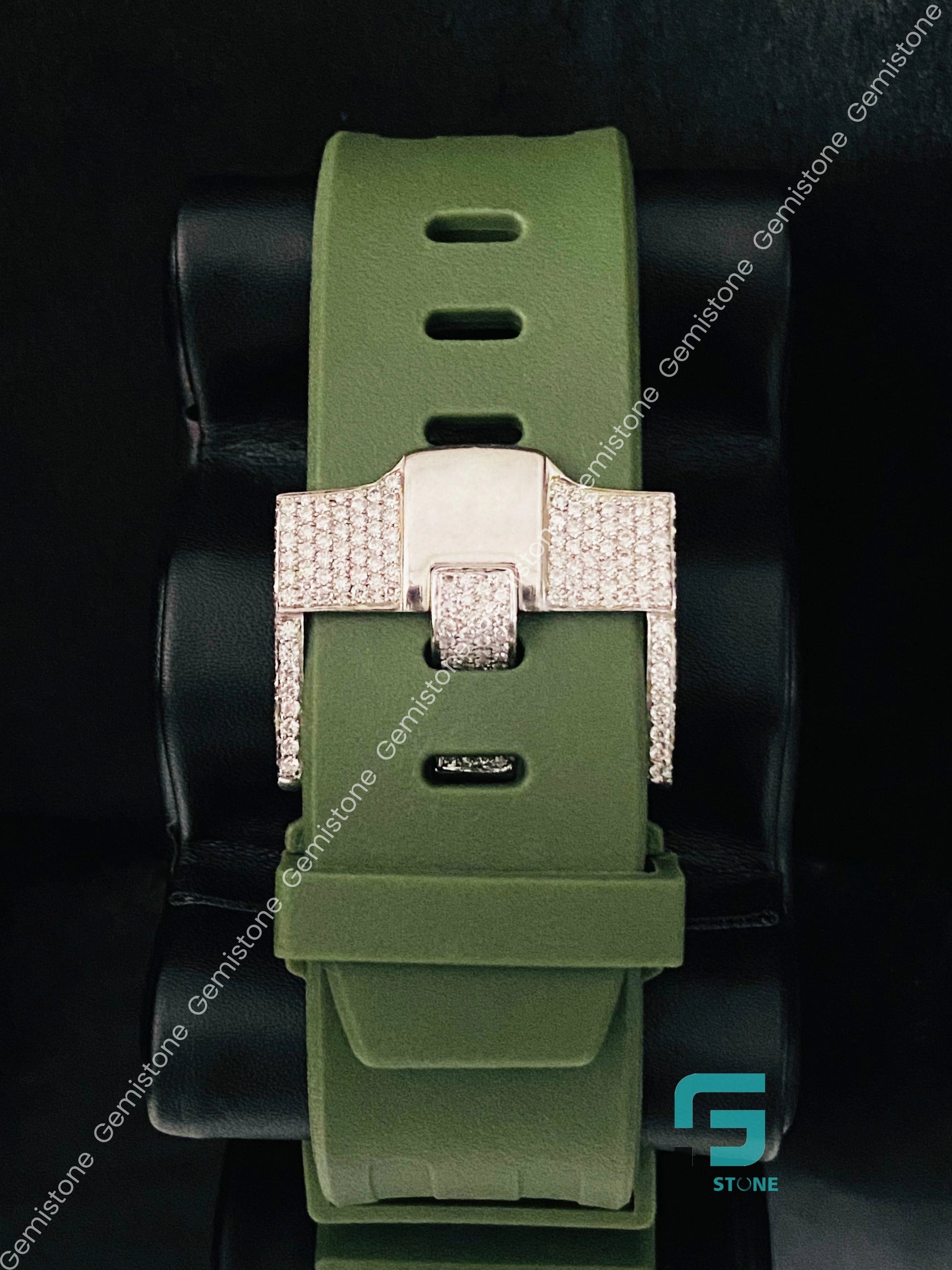 Moissanite Hip Hop Green Silicon Belt Watch