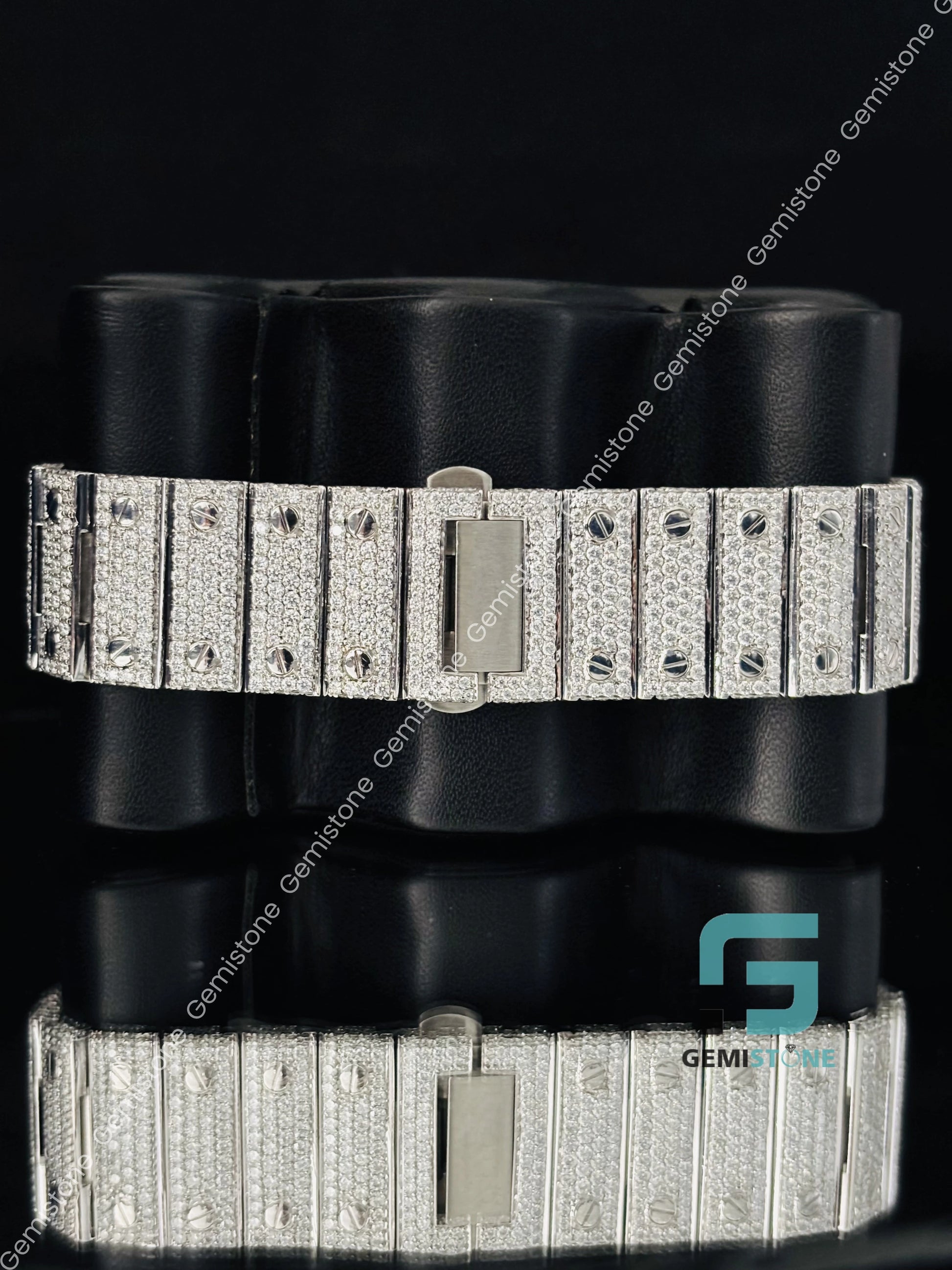 Moissanite Hip Hop Iced Out Green Roman Number Watch