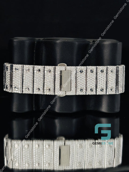Moissanite Hip Hop Iced Out Green Roman Number Watch