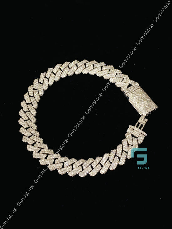 Moissanite Hip Hop Rappers Silver Bracelet