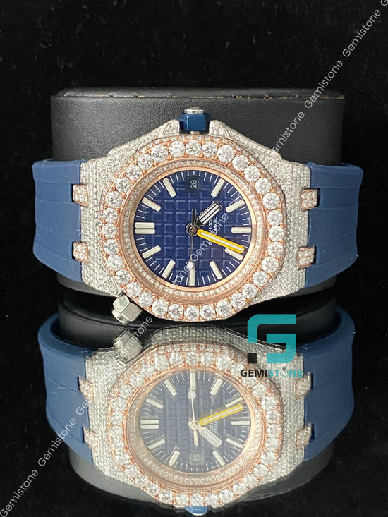 Moissanite Hip Hop Rose Gold Plated Face Dial Watch