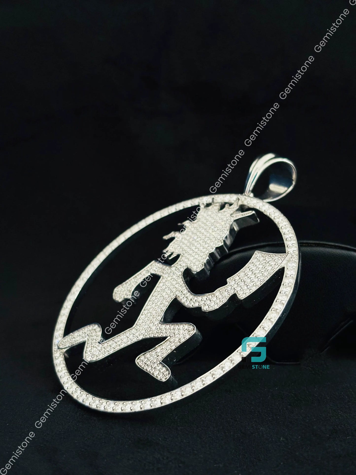 Moissanite ICP Hatchet Man Pendant 925 Silver