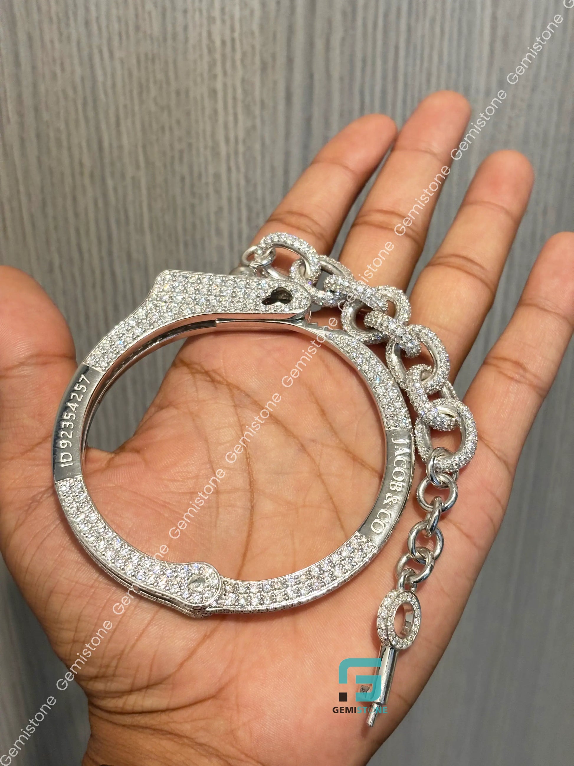 Moissanite Iced Out Hip Hop Hand Cuff Barcelet