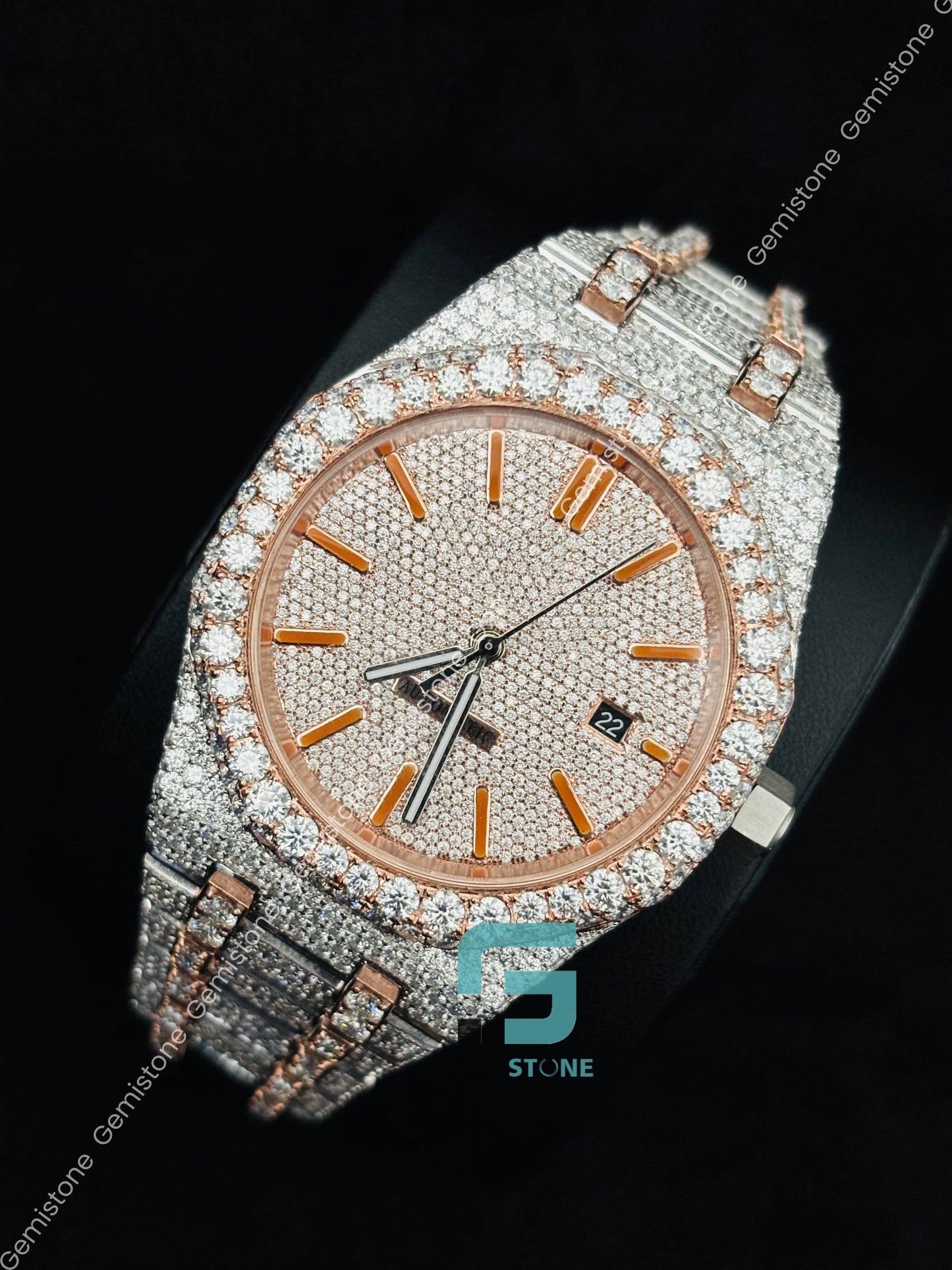 Moissanite Iced Out Hip Hop Orange Bar Watch