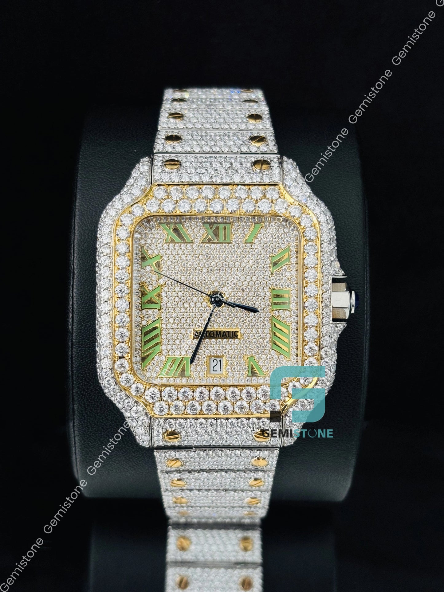Moissanite Iced Out Parrot Roman Number Moissanite Watch
