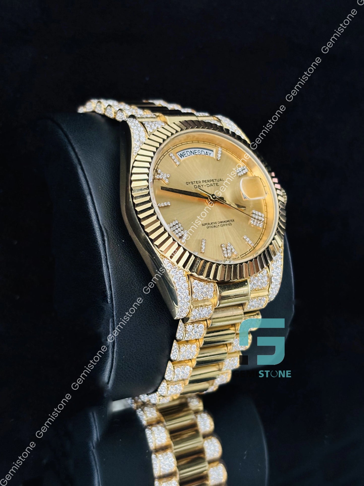 Moissanite Iced Out Rolex Roman Number Wrist Watch