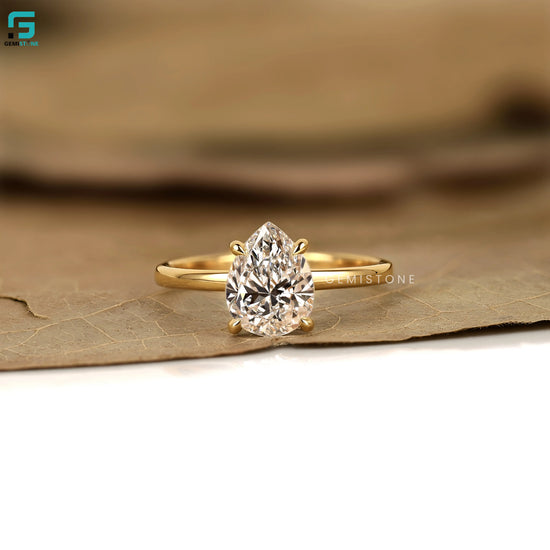 Moissanite Iced Out Solitaire Wedding Lab Grown Ring