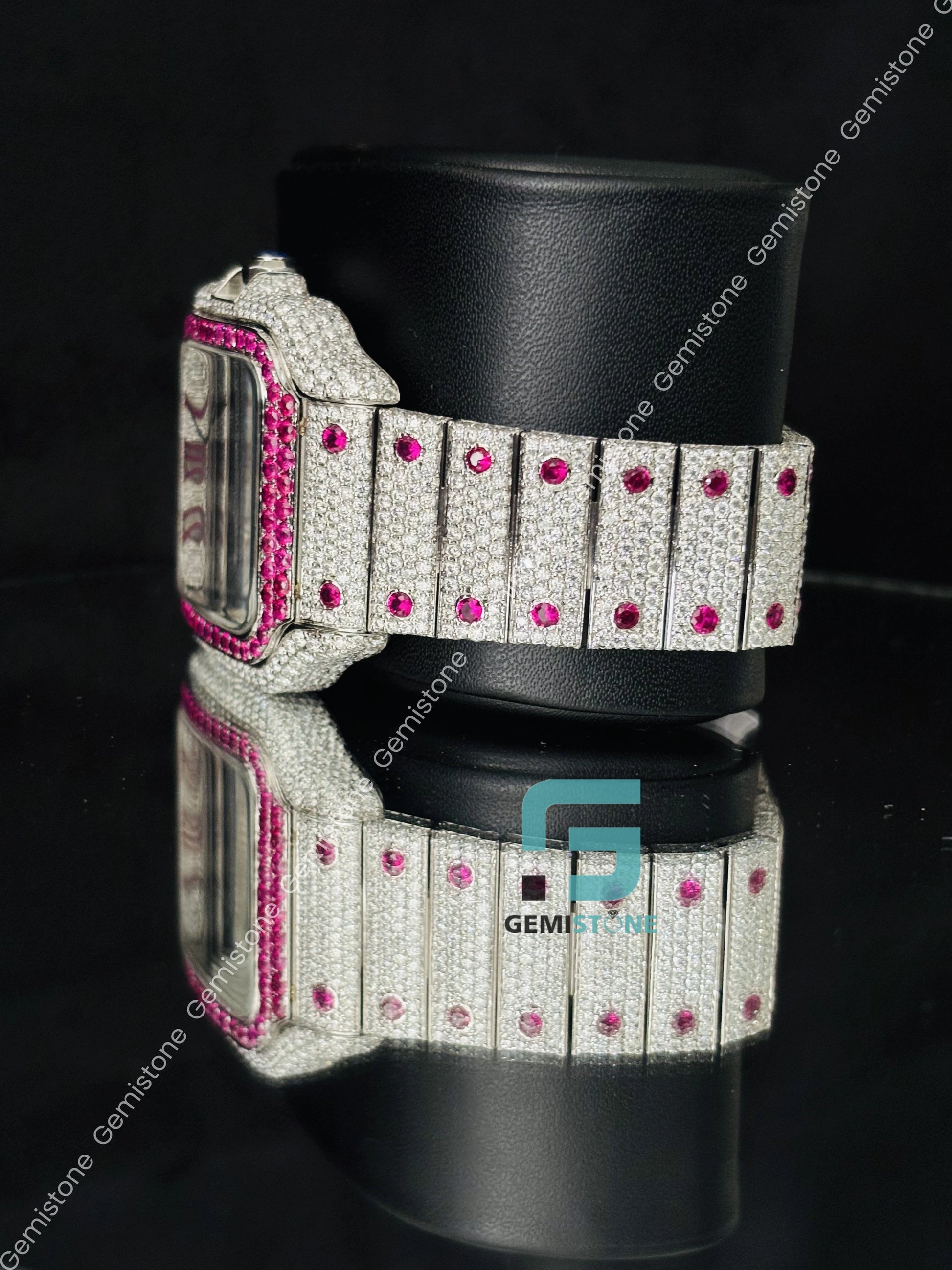 Moissanite Pink Roman Number Cartier Moissanite Watch