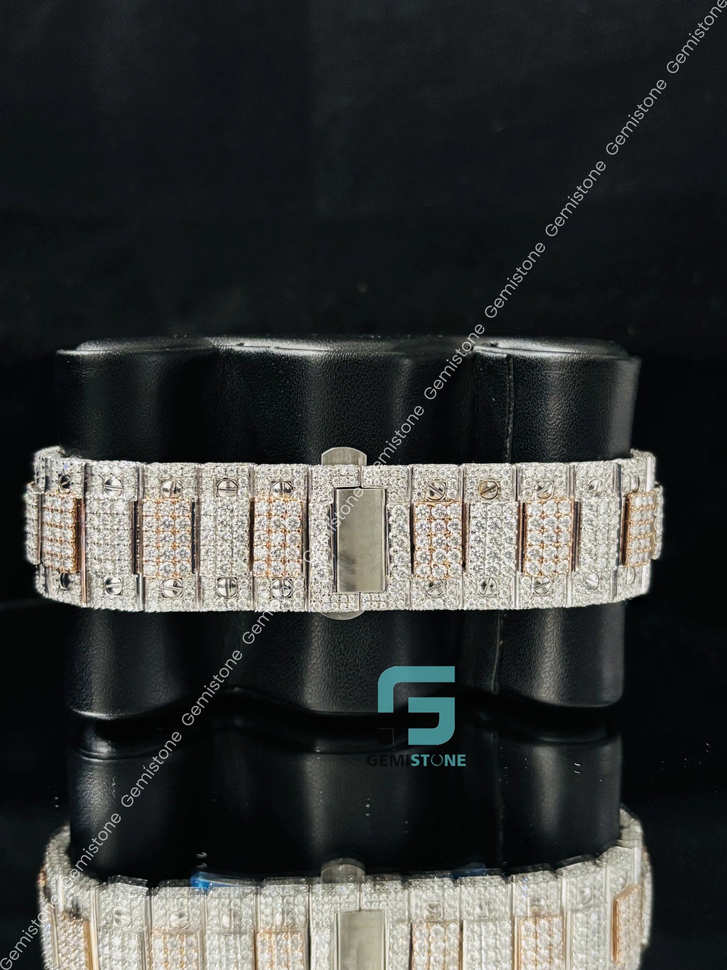 Moissanite Rapper Iced Out Two Tone Watch