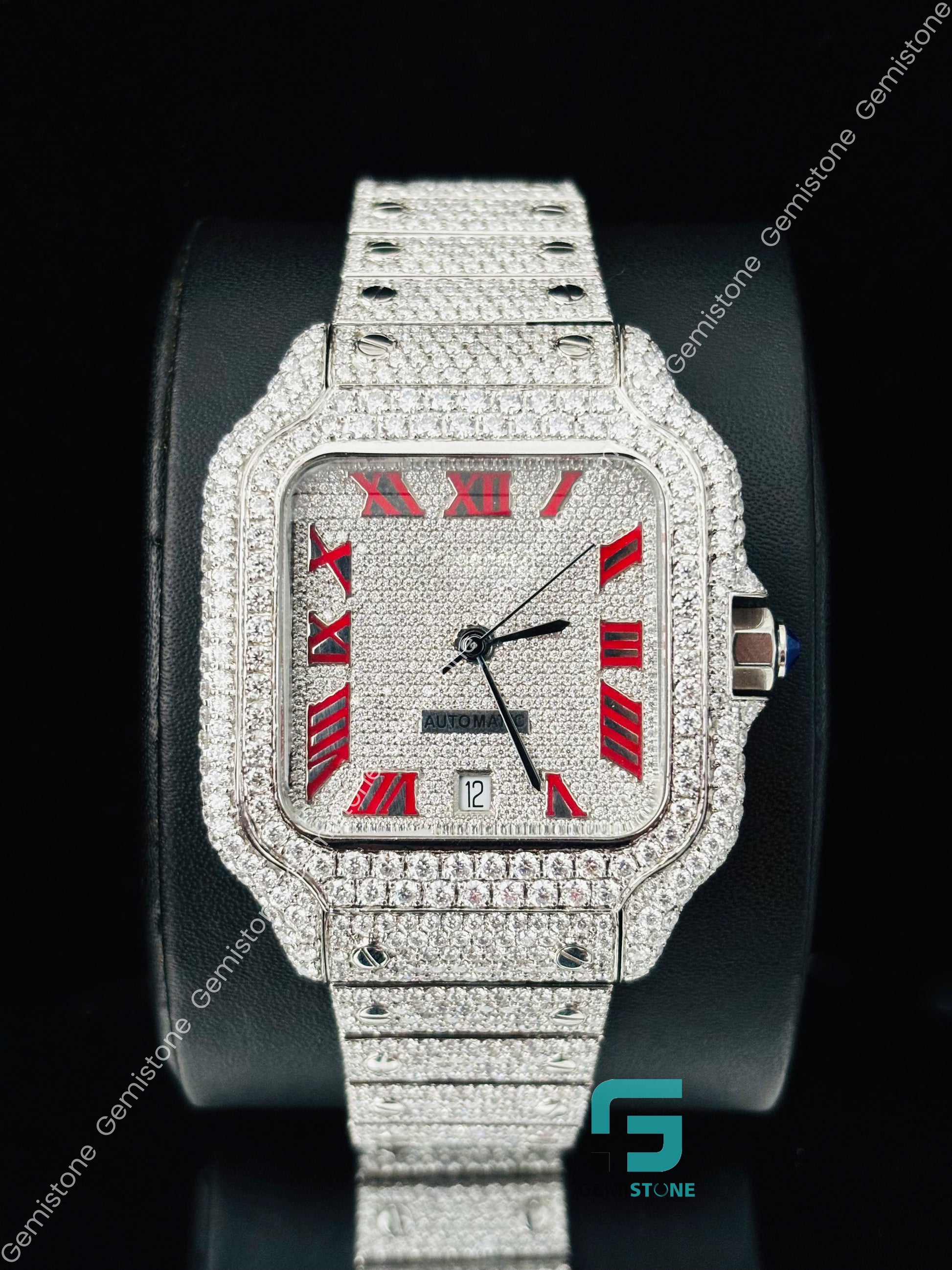 Moissanite Red Roman Number Luxury Watch