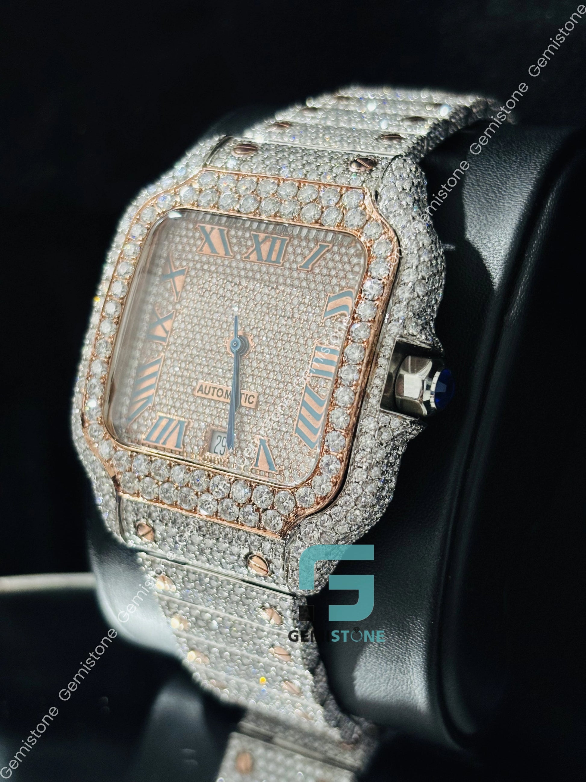 Moissanite Roman Number Bust Down Hip Hop Rapper Watch