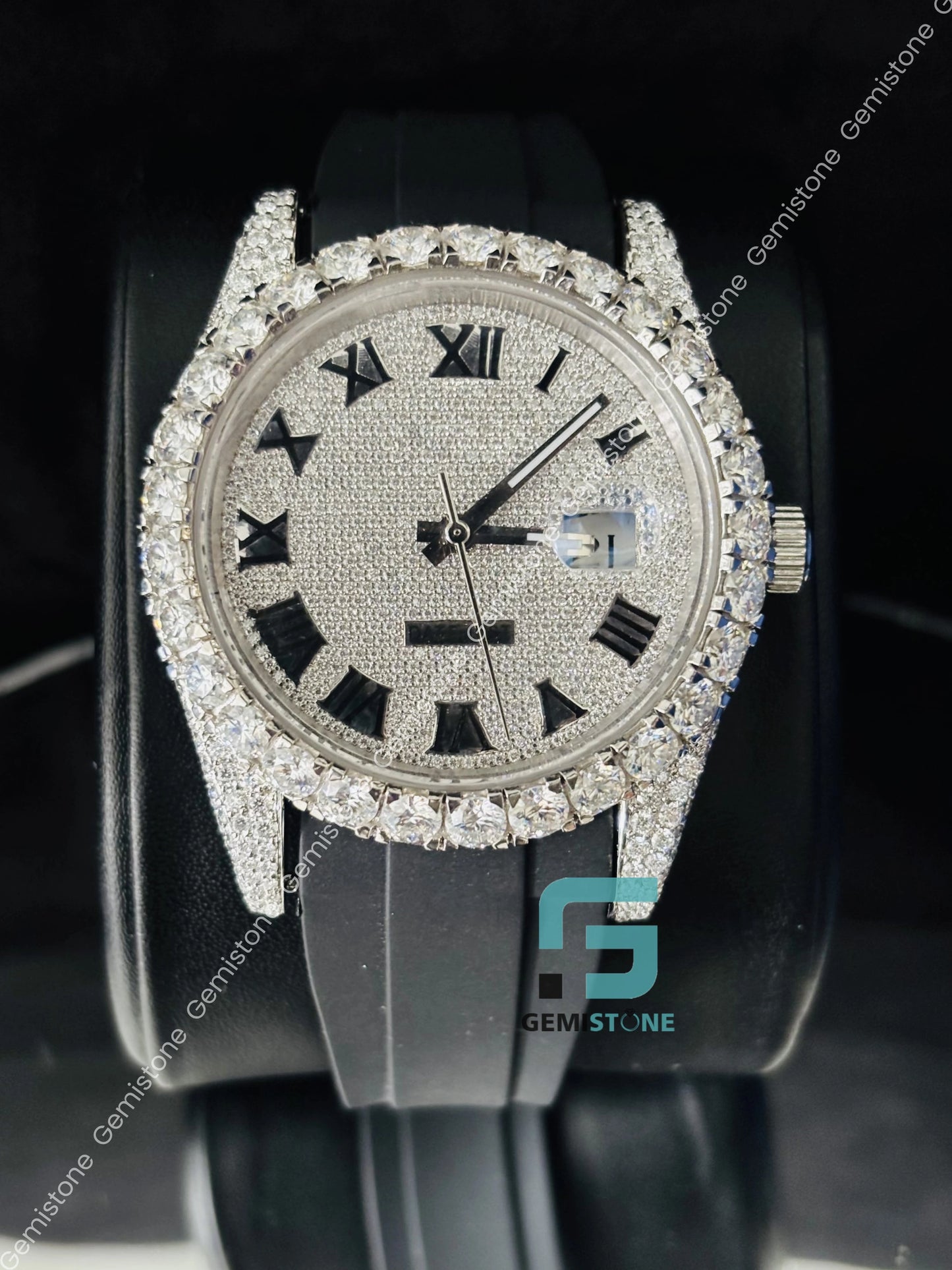 Moissanite Roman Number Iced Out Watch