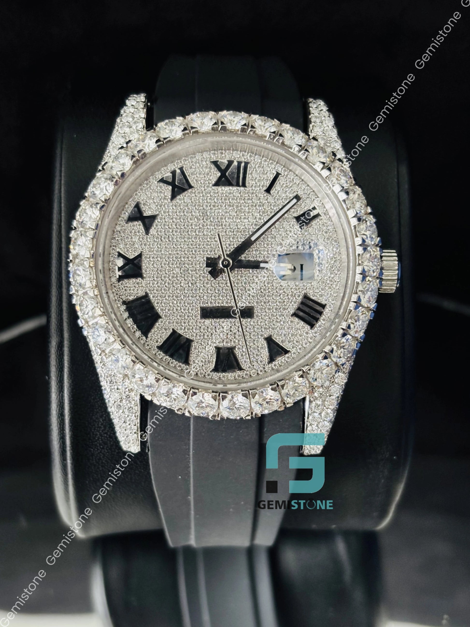 Moissanite Roman Number Iced Out Watch