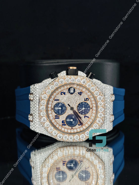 Moissanite Rose Gold Plated Chronograph Watch