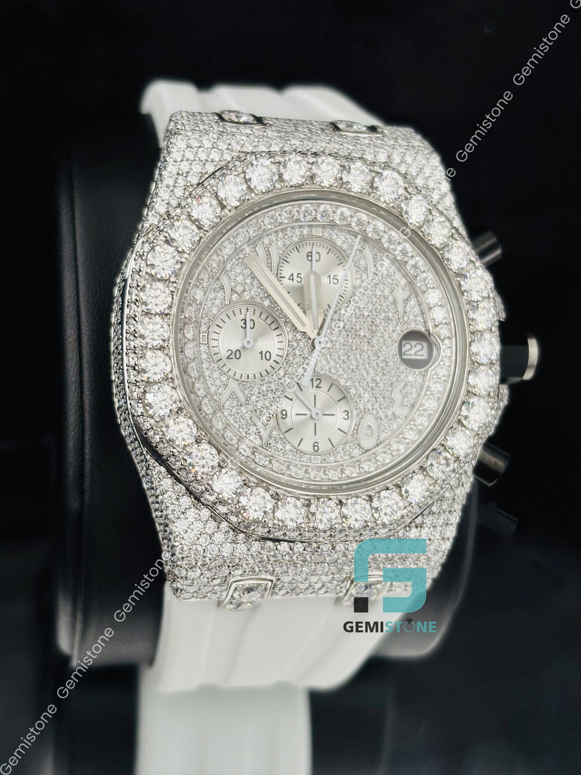 Moissanite Silicon Belt Bust Down Rappers Watch