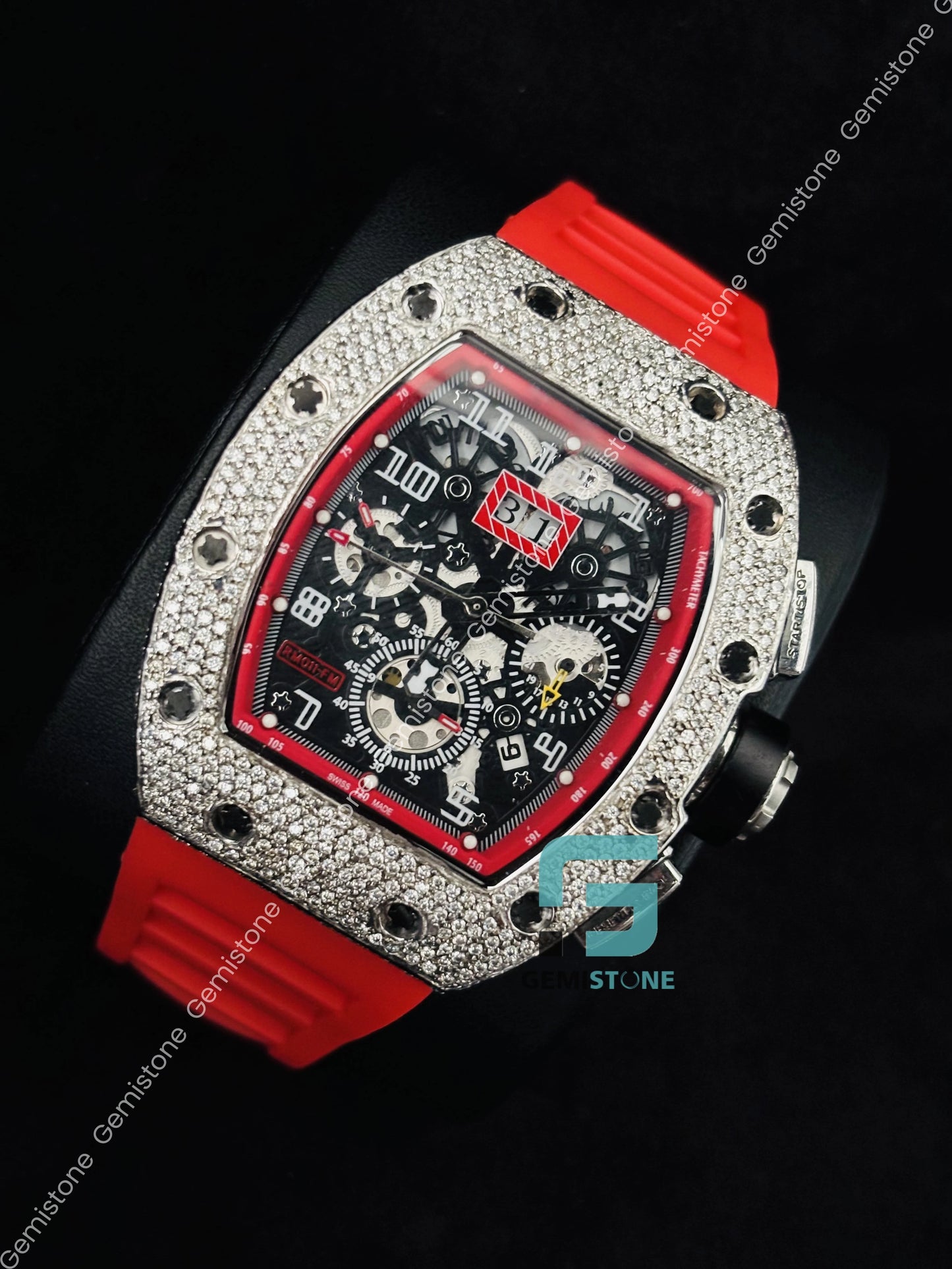 Moissanite Skeleton Dial Iced Out Watch For Him