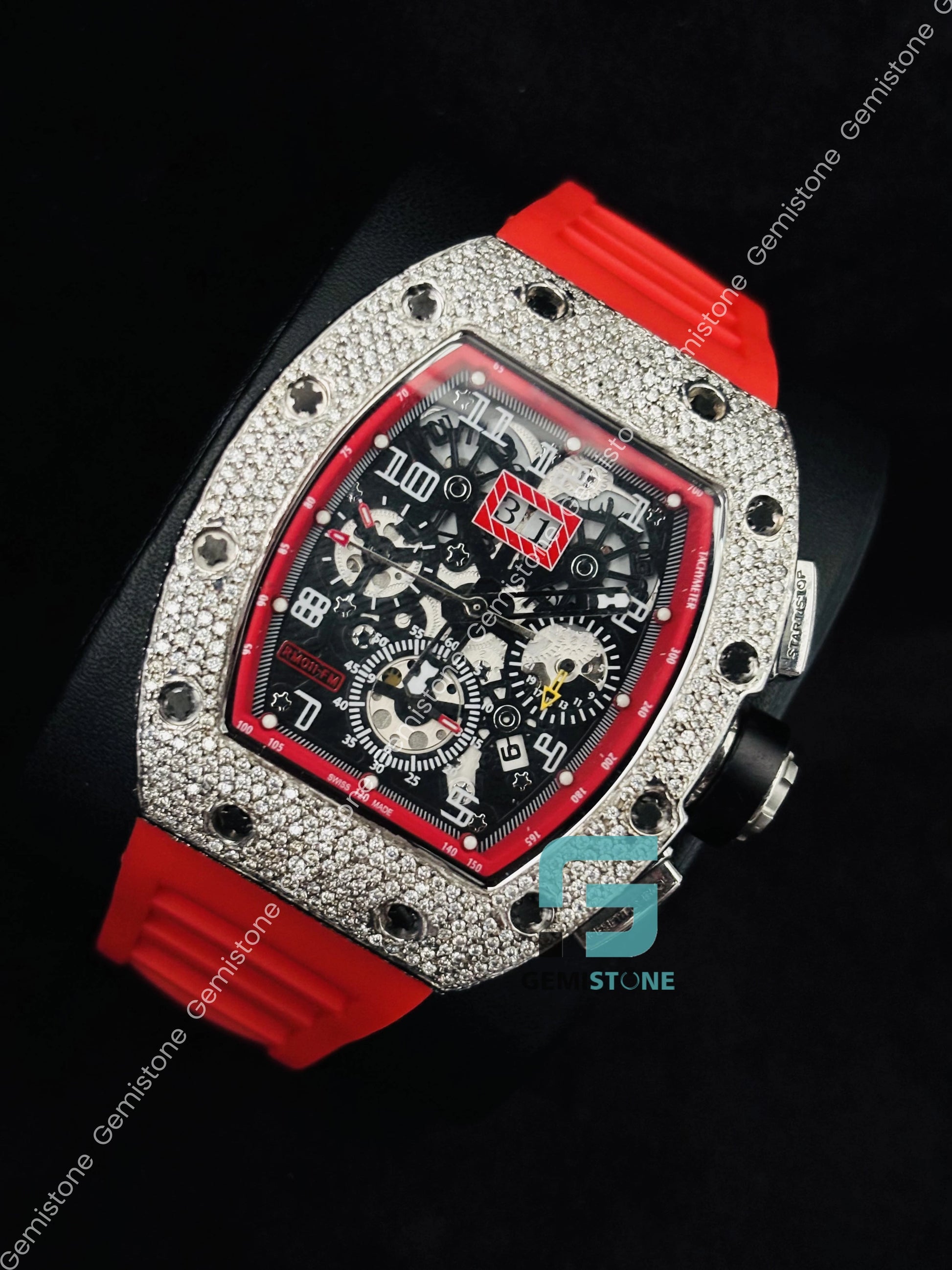 Moissanite Skeleton Dial Iced Out Watch For Him