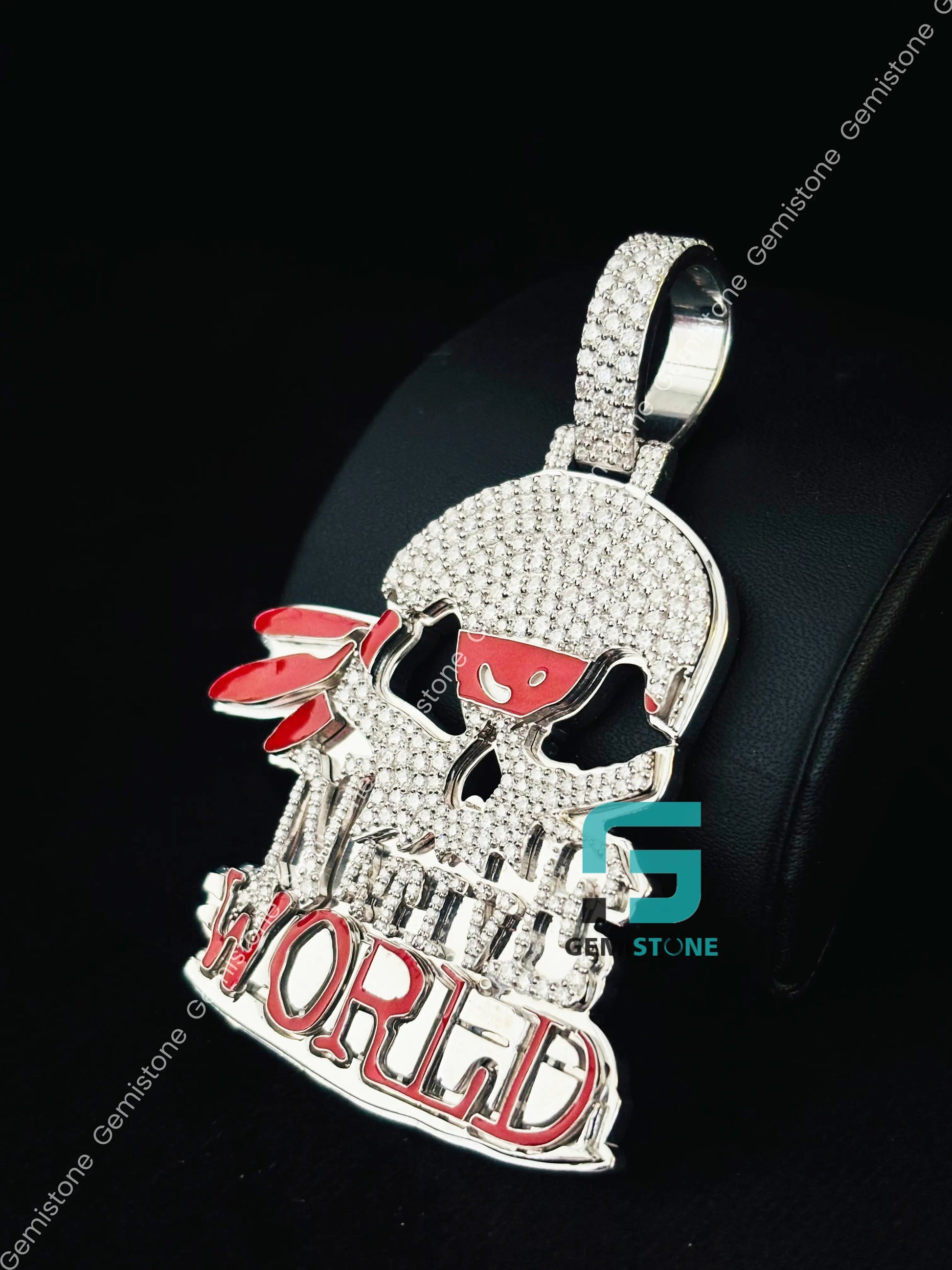 Moissanite Skull Head Hip Hop Studded Bust Down Pendant