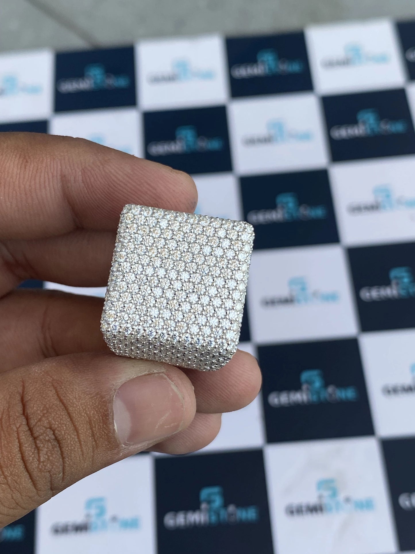Moissanite Sterling silver Hip Hop Ring