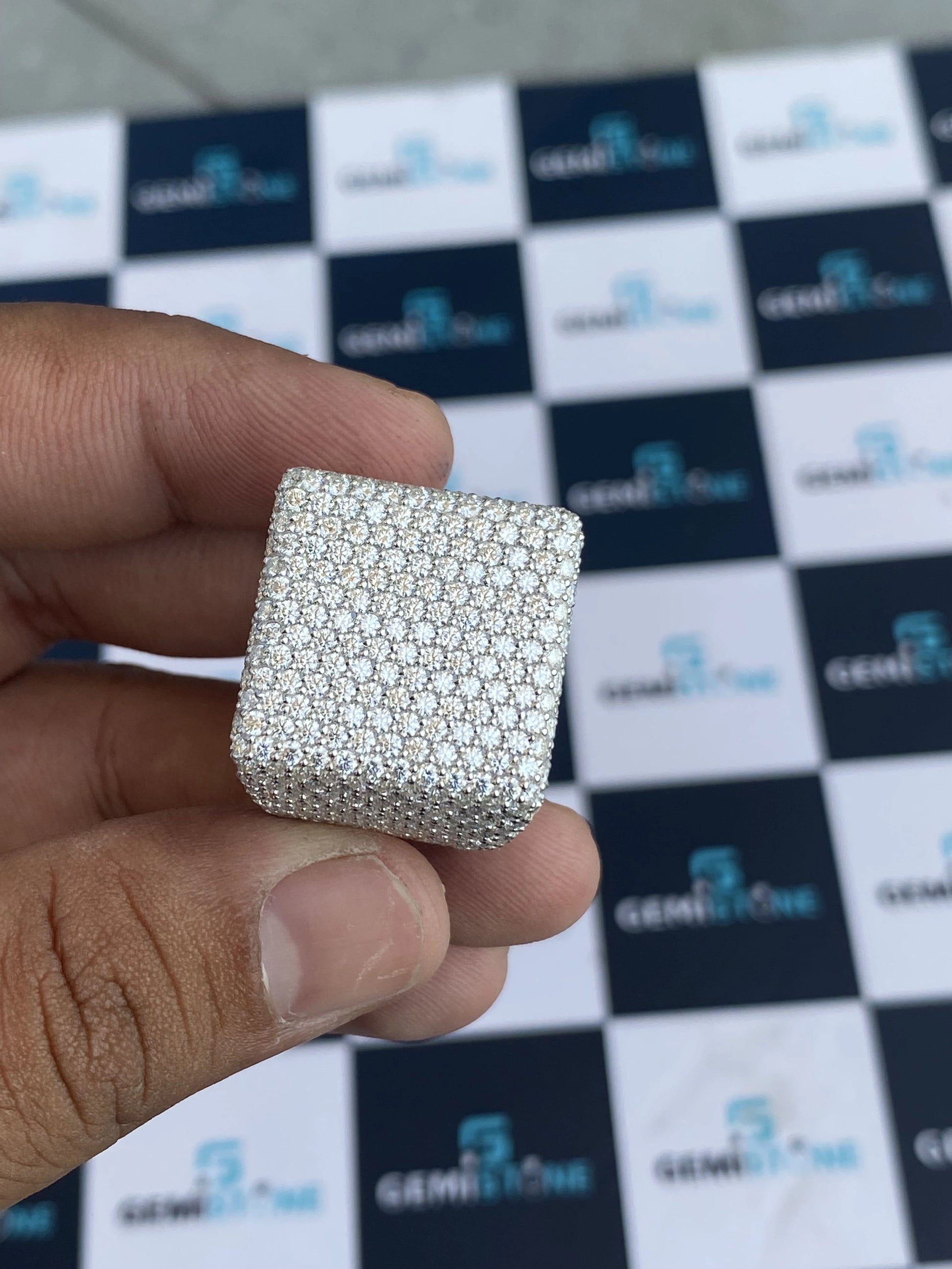 Moissanite Sterling silver Hip Hop Ring