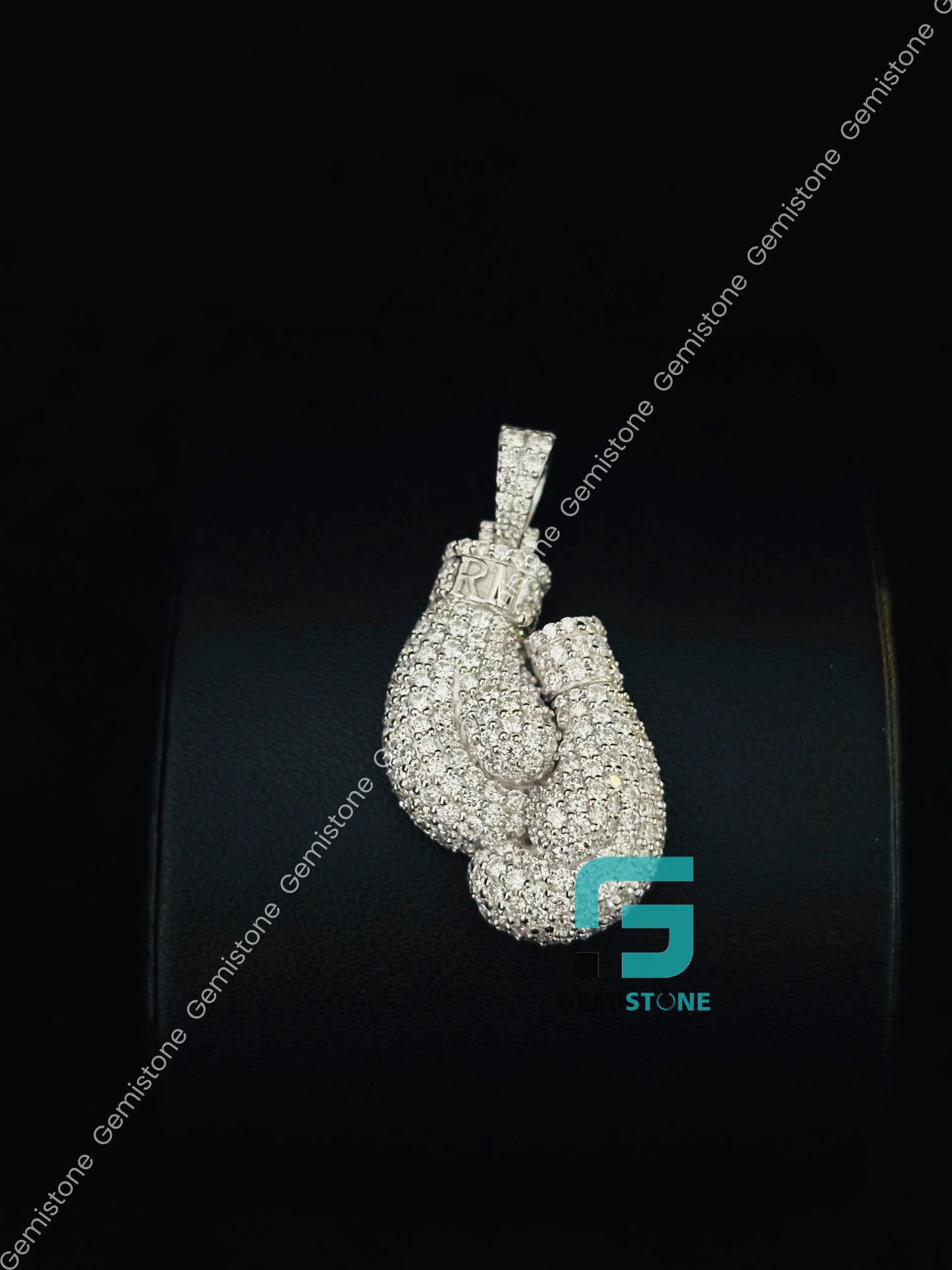 Moissanite Studded Boxing Gloves Hip Hop PendantForMen