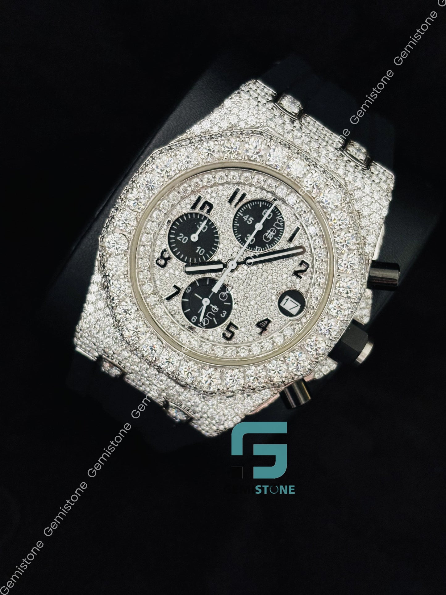 Moissanite Studded Hip Hop Bust Down Watch