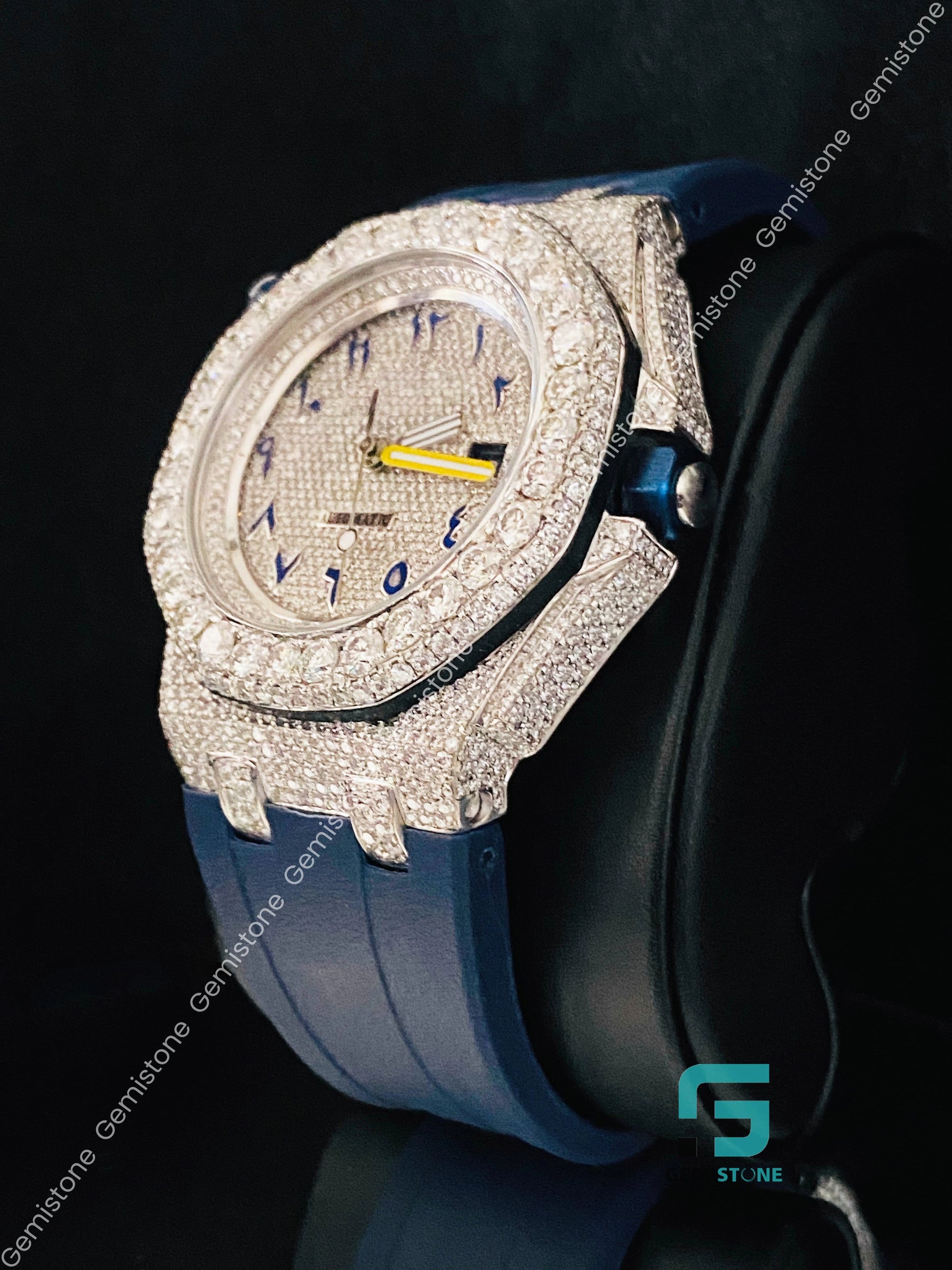 Moissanite Studded Silicon Belt Watch