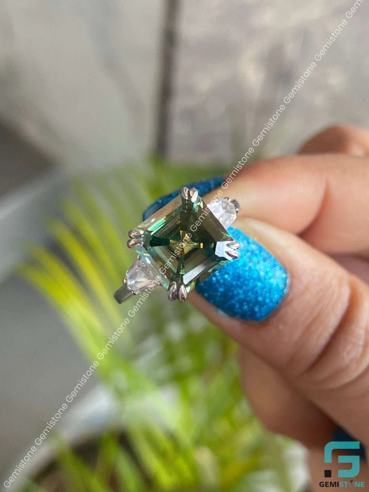 Moissanite Three Stone Engagement Ring For Her