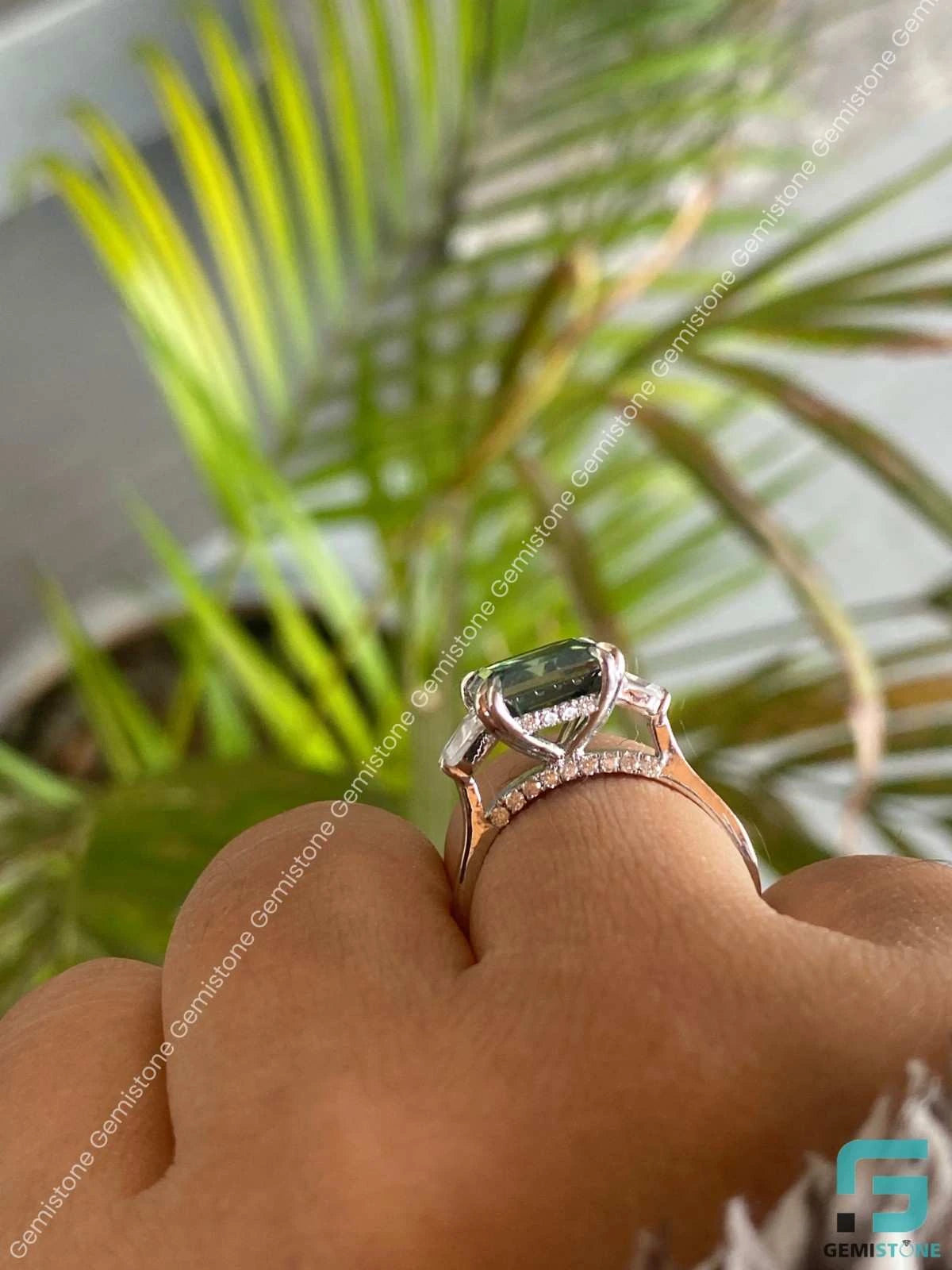 Moissanite Three Stone Wedding Ring