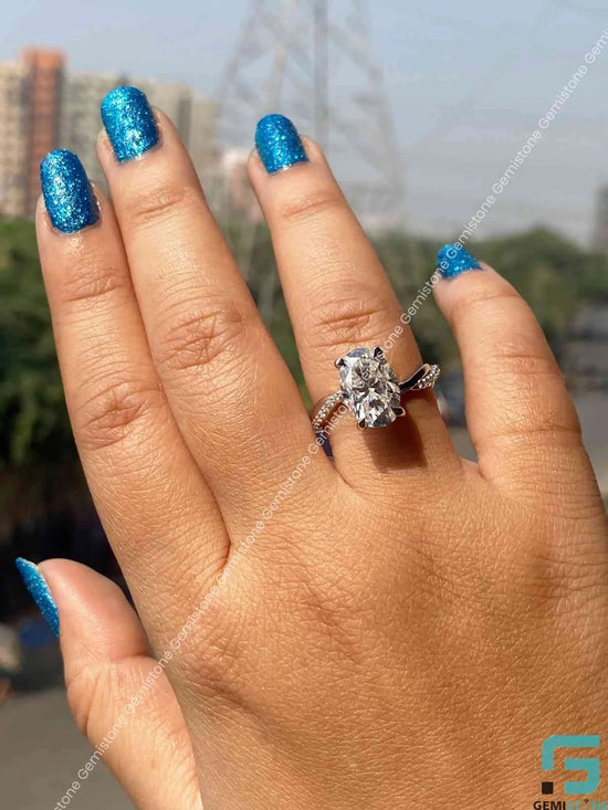 Moissanite Twisted Oval Cut Ring