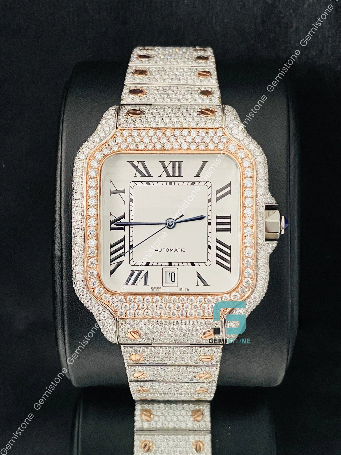 Moissanite White Dial Cartier Watch for Men_s