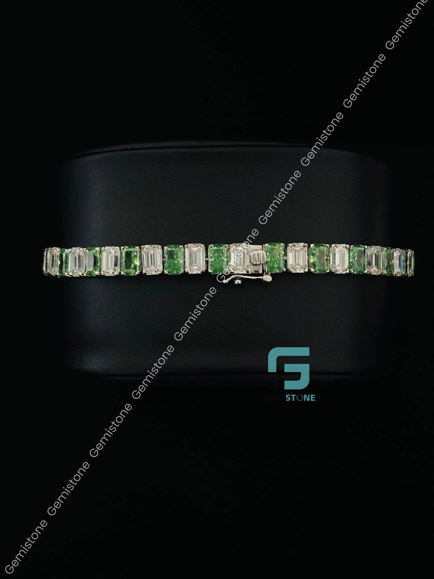 Moissanite White Green Diamond Tennis Bracelet