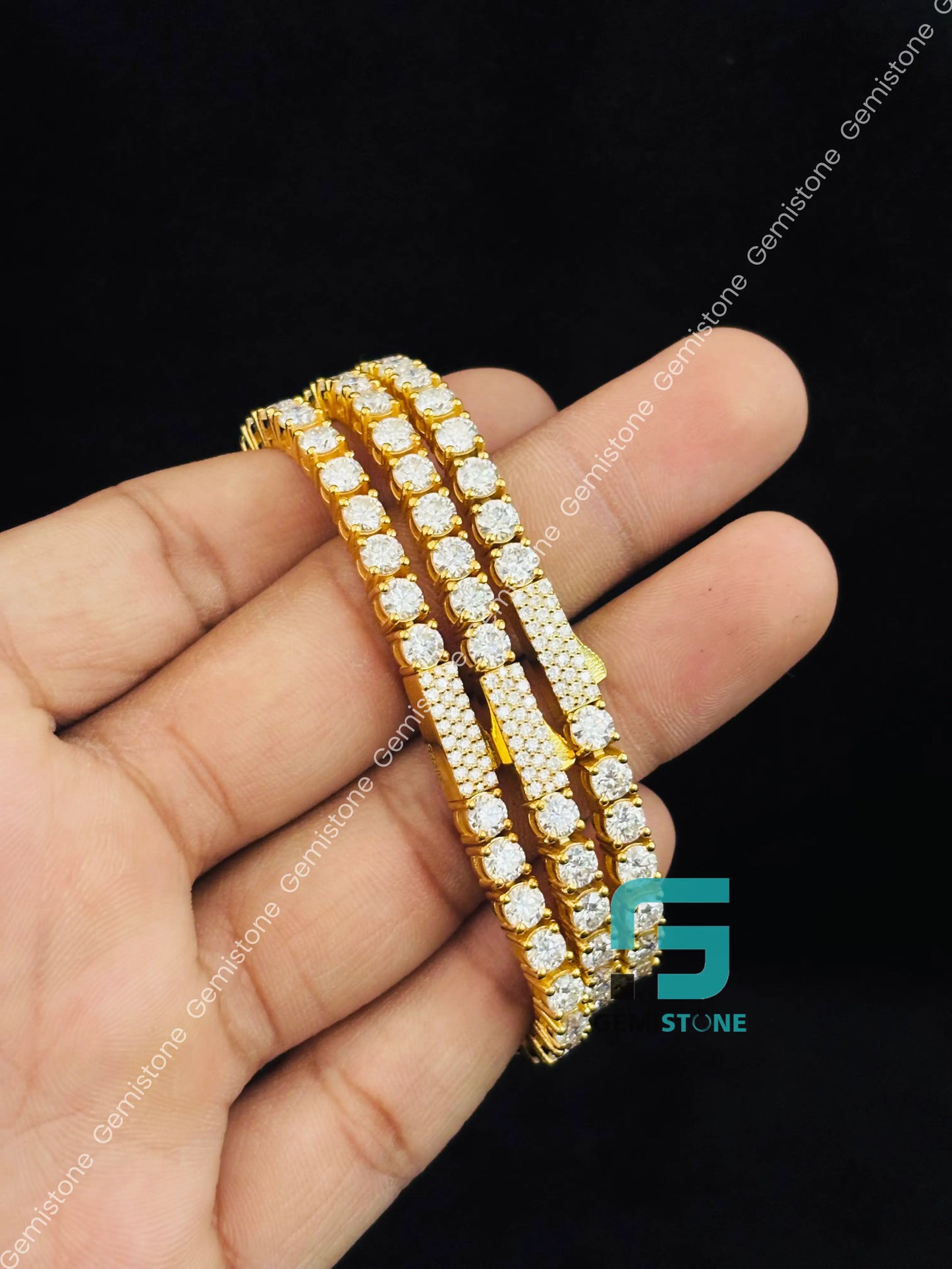 Moissanite Yellow Gold Plated Tennis Bracelet