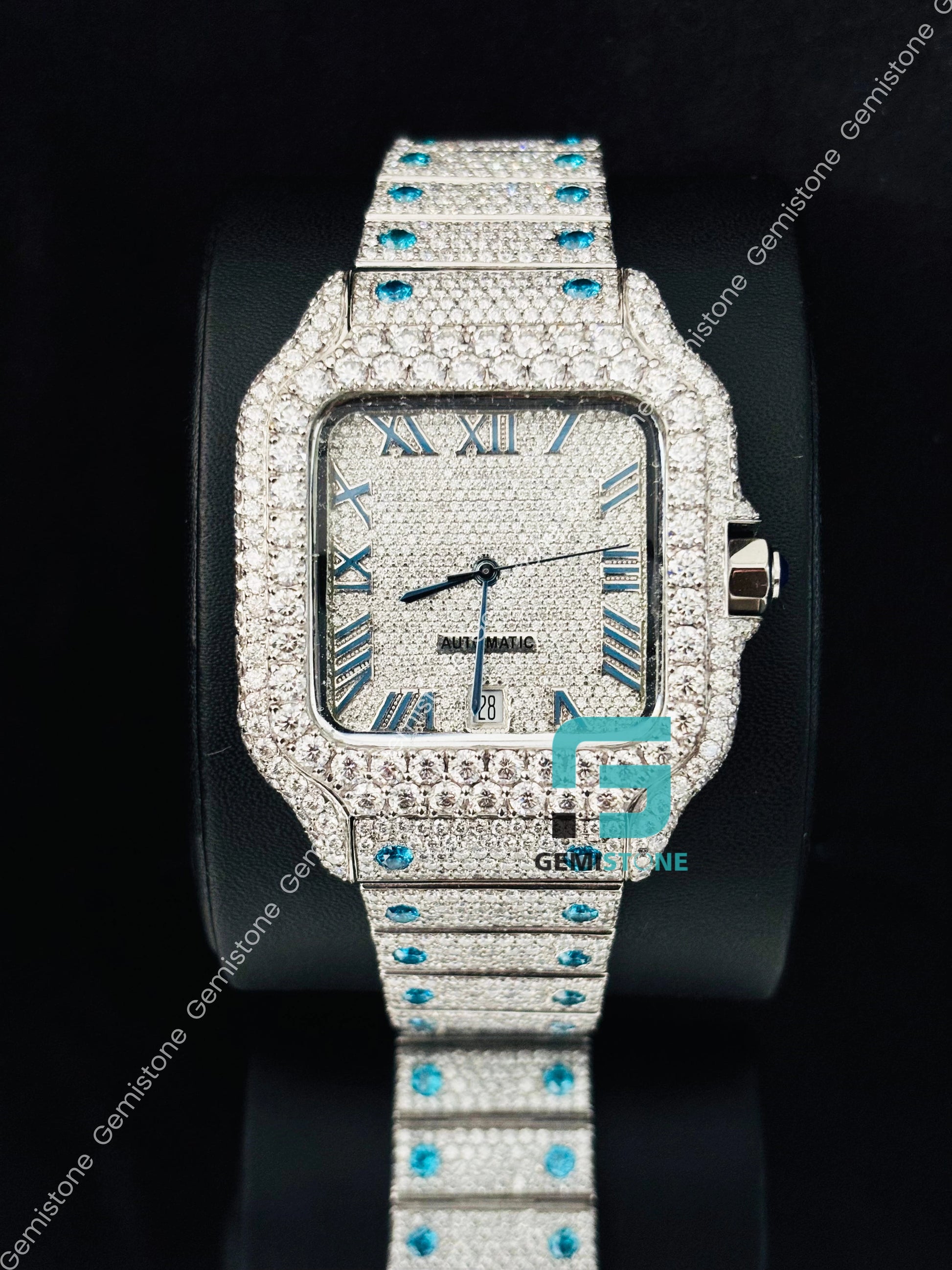 Moissanite hip Hop Roman Number Watch 
