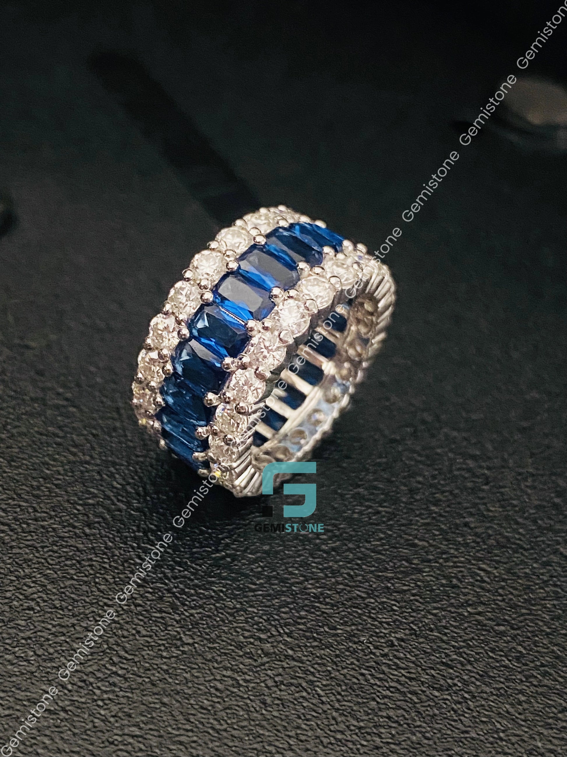 Moissanite iced out Sterling Silver Band