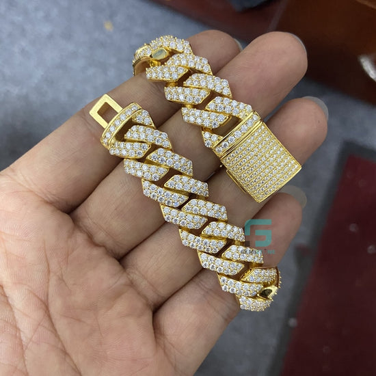 15mm Diamond Studded Cuban Link Mens Moissanite Chain