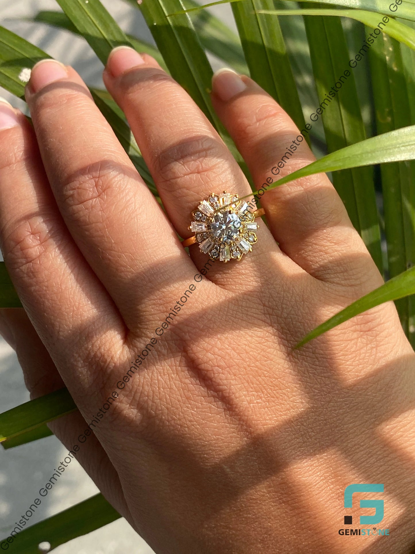 Mosaic Moissanite Engagement Ring