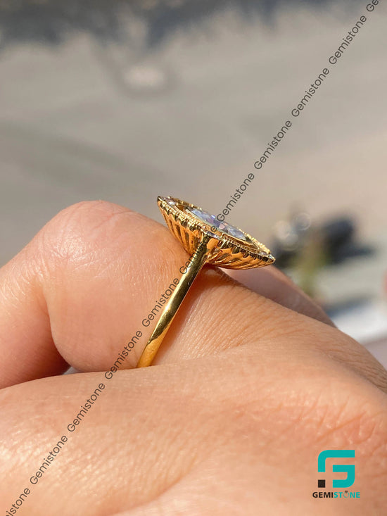 Mosaic Oval Cut Moissanite Ring Gift for Her