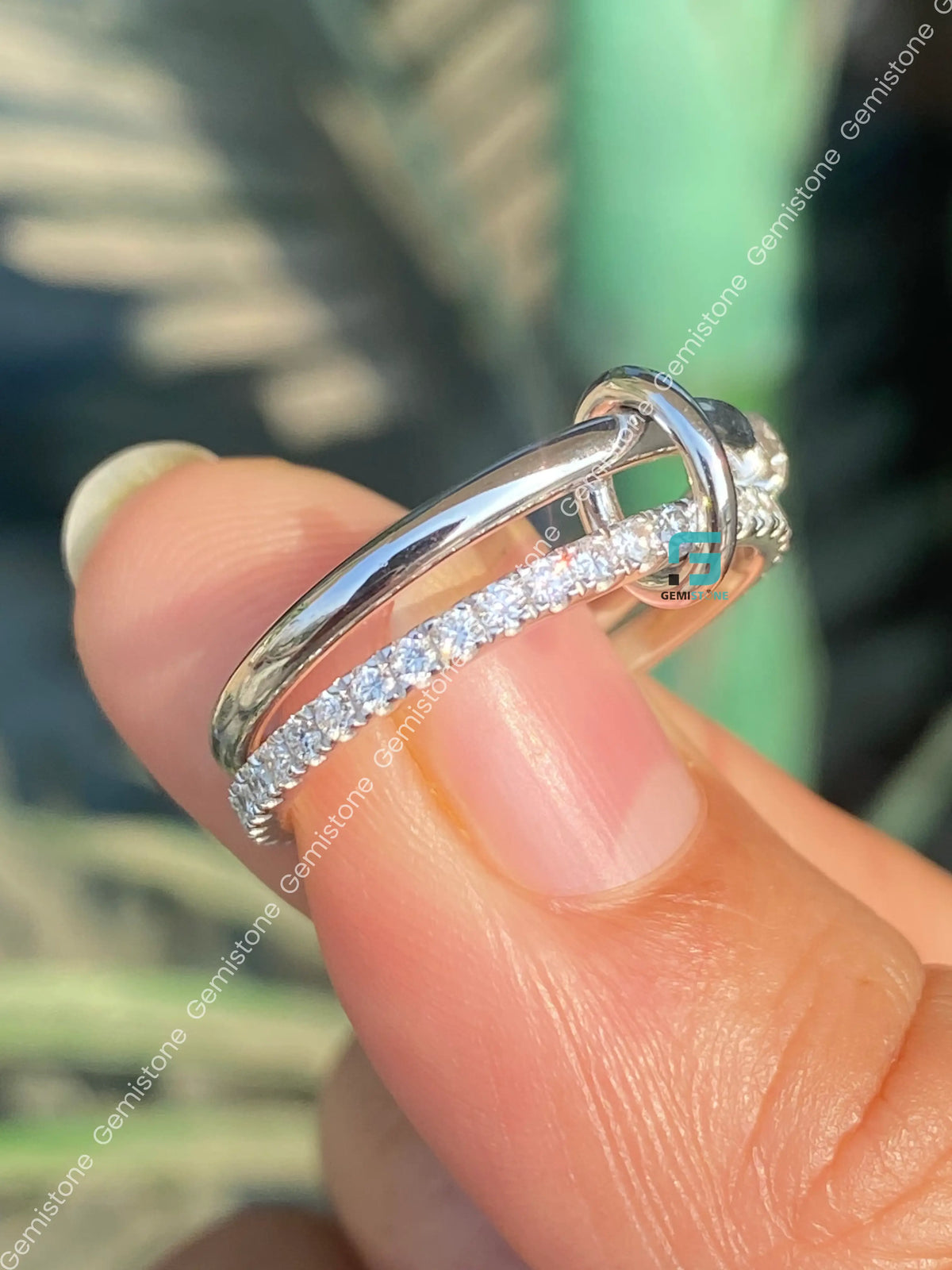 Multi Link Connected Moissanite Interlocking Statement Chunky Ring