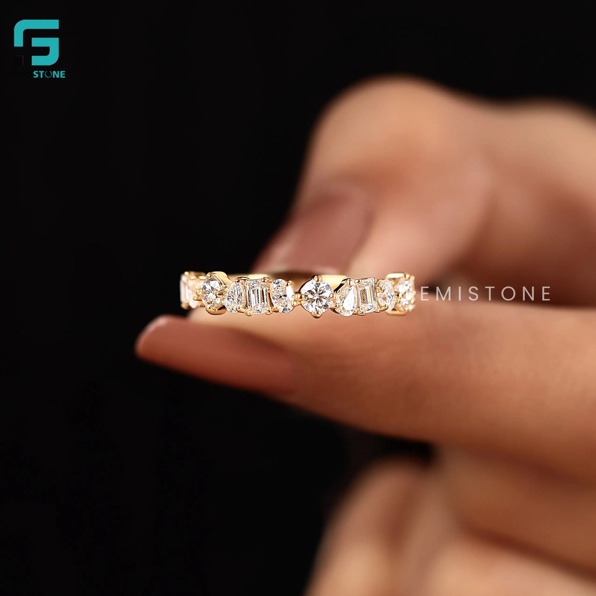Multi Cut Half Eternity Lab Grown Diamond Engagement Band 