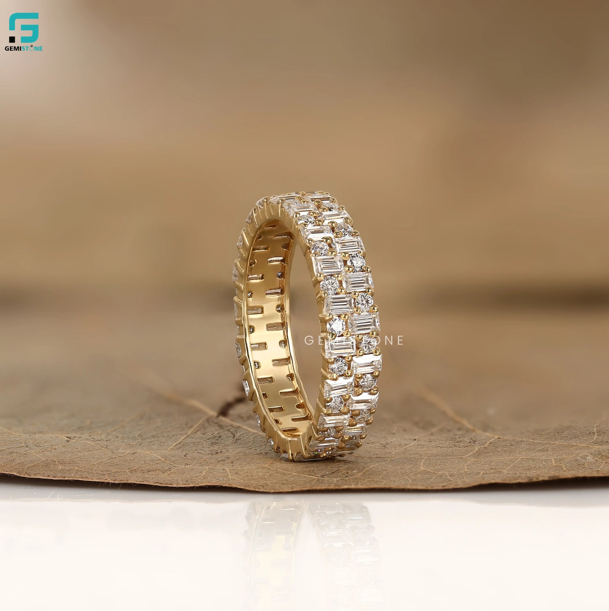 Multi Cut LAb Grown Diamond Full Eternity Stackable Band