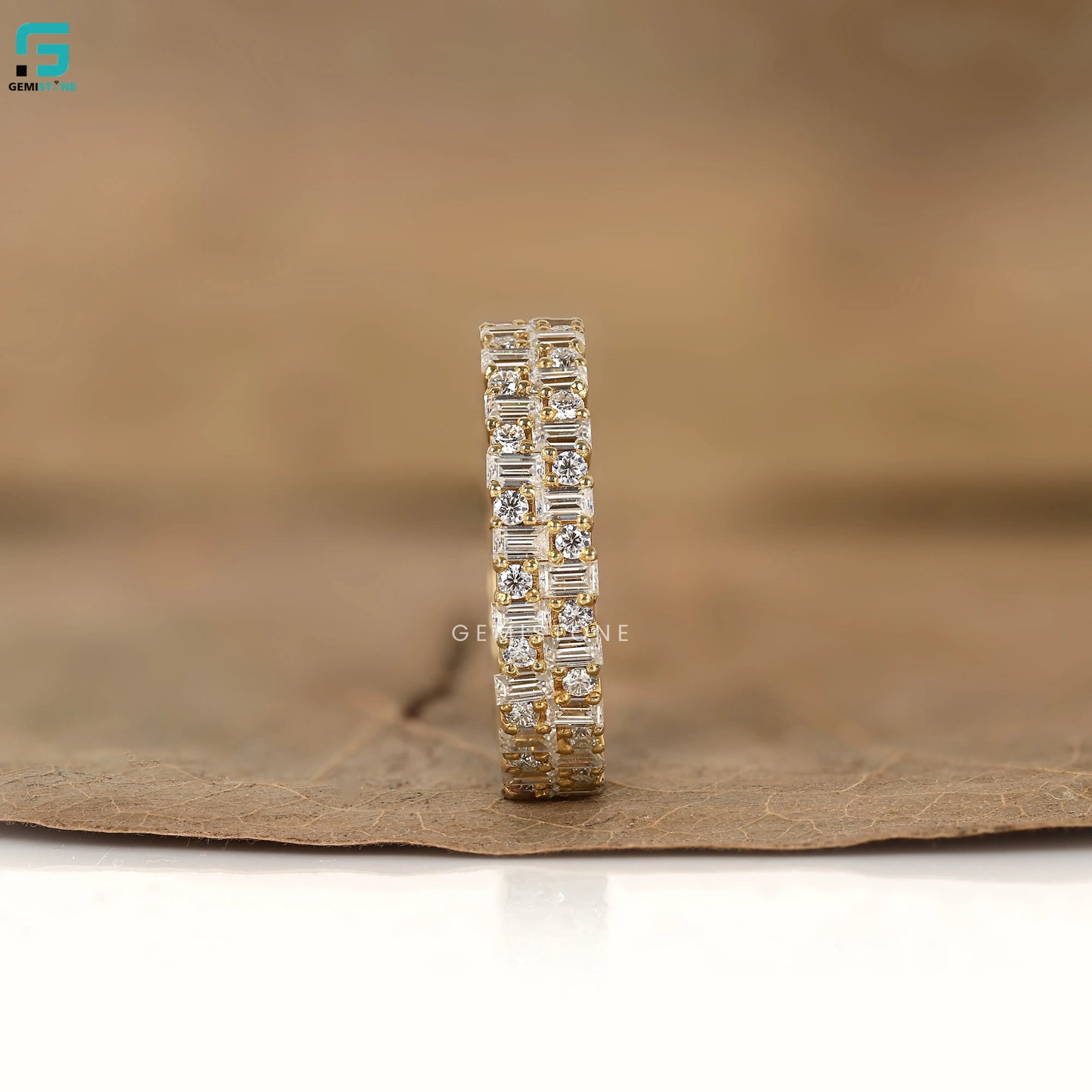 Multi Cut LAb Grown Diamond Full Eternity Stackable Band For Women