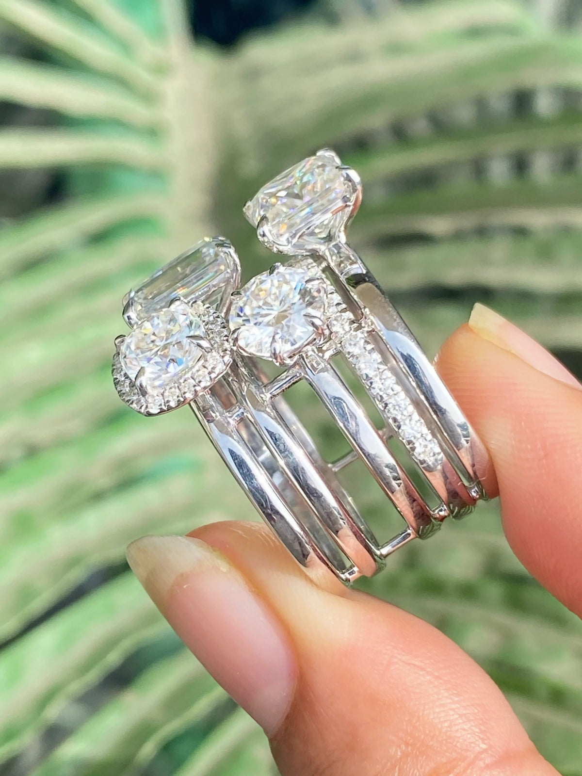 Multi Cut Moissanite Diamond Wedding Ring For Women