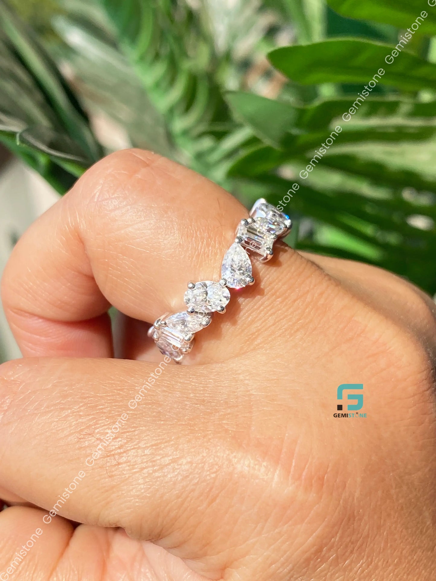 Multi Shape Brilliant Cut Moissanite Band