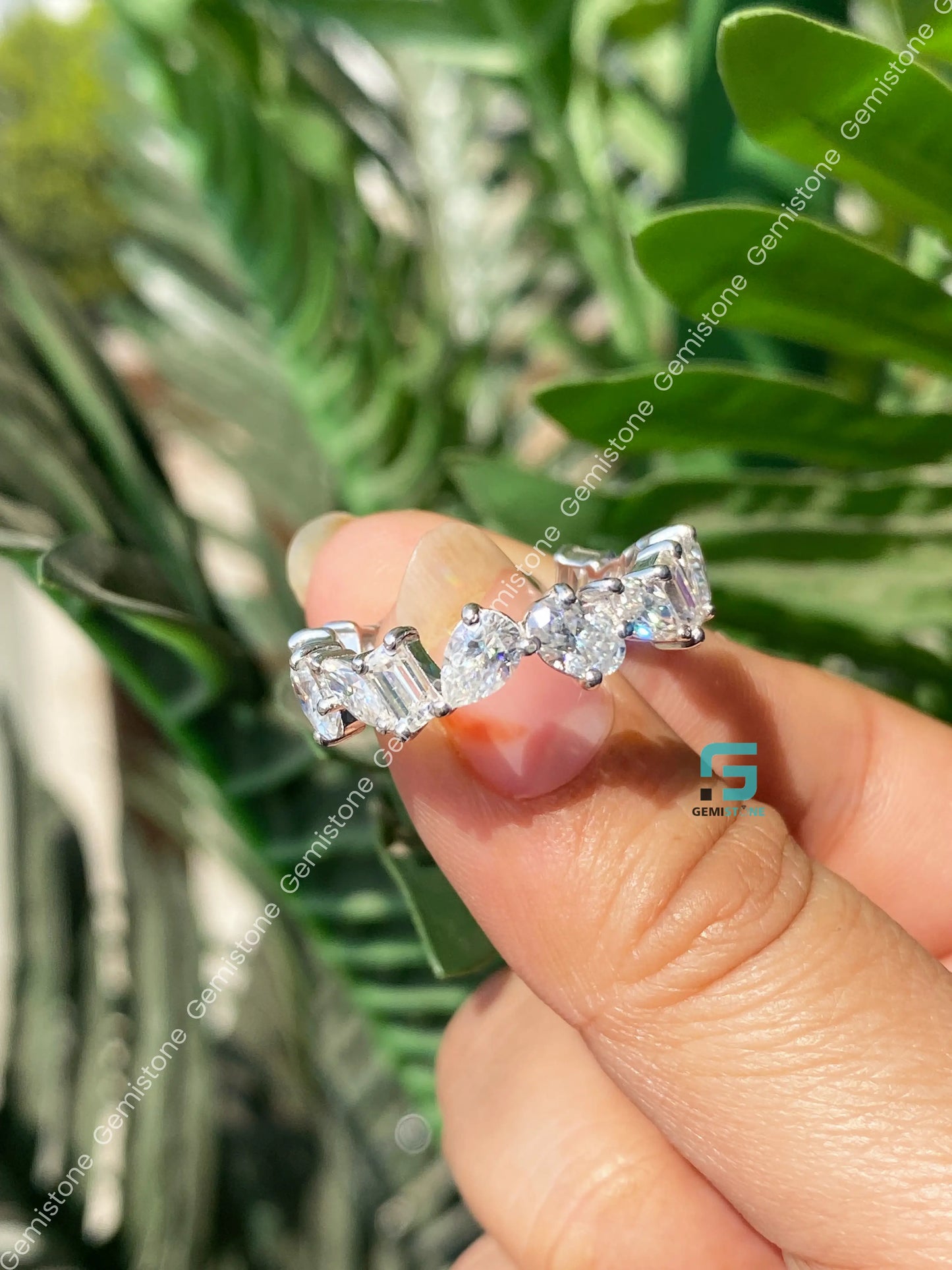 Multi Shape Brilliant Cut Moissanite Eternity Band